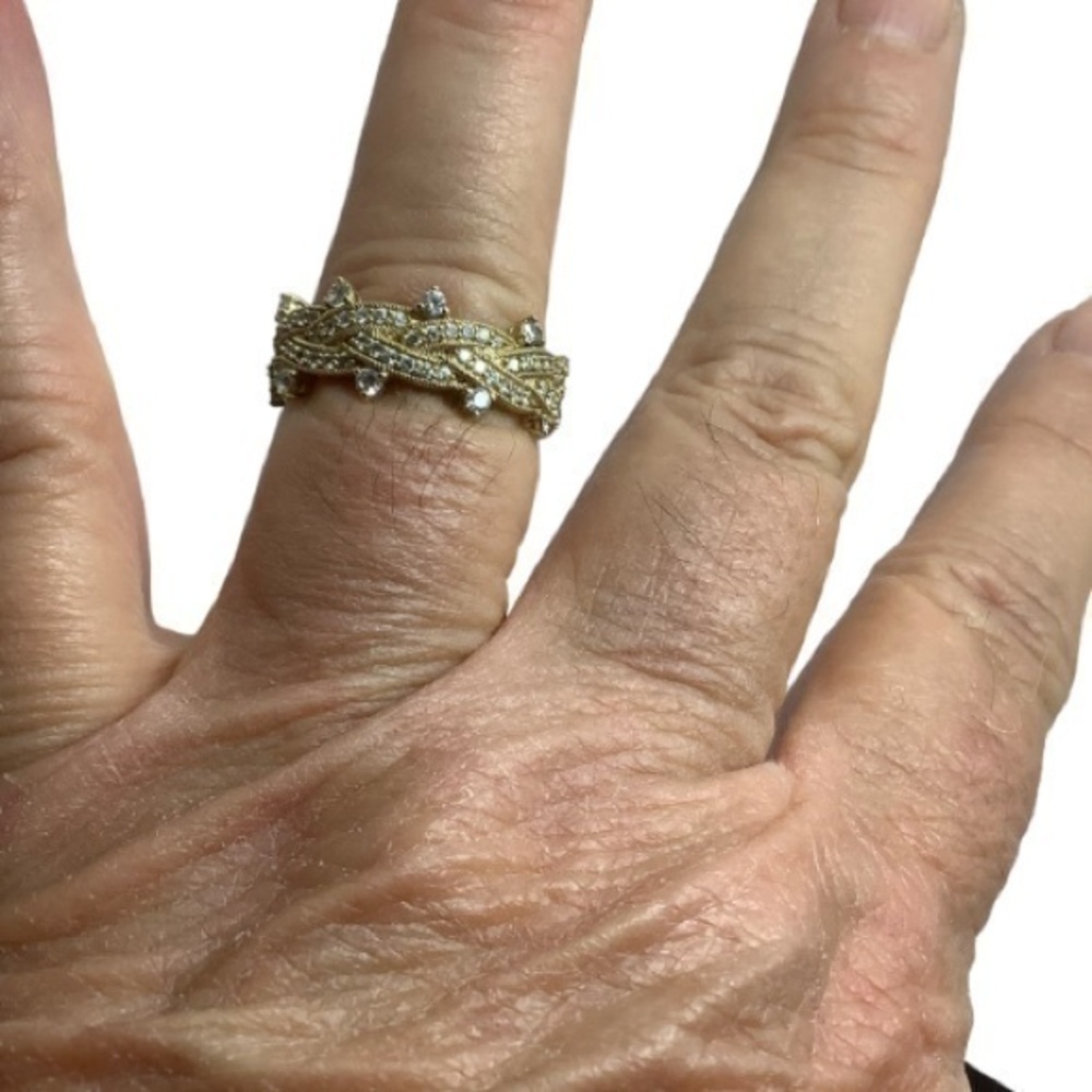 Judith Ripka Gold over sterling silver CZ band ring